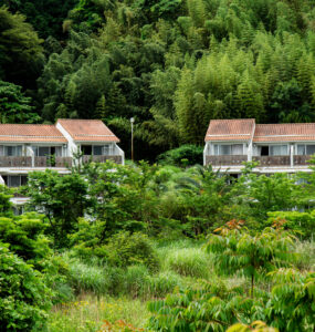 Decaying water park in Shizuoka, Japan reclaimed by nature - haunting reminder of past glory.