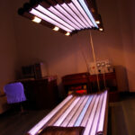 Glowing Light Fixture in Pyongyang, North Korea - Unique and Striking Lighting Design.