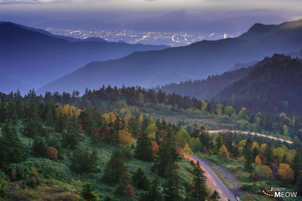 Breathtaking sunset view of Mount Shirane in Gunma, Japan.