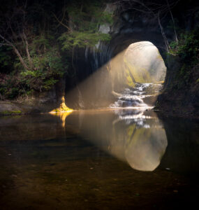 Enchanting Nomizo Waterfall and Cave in Chiba, Japan: A breathtaking natural wonder.