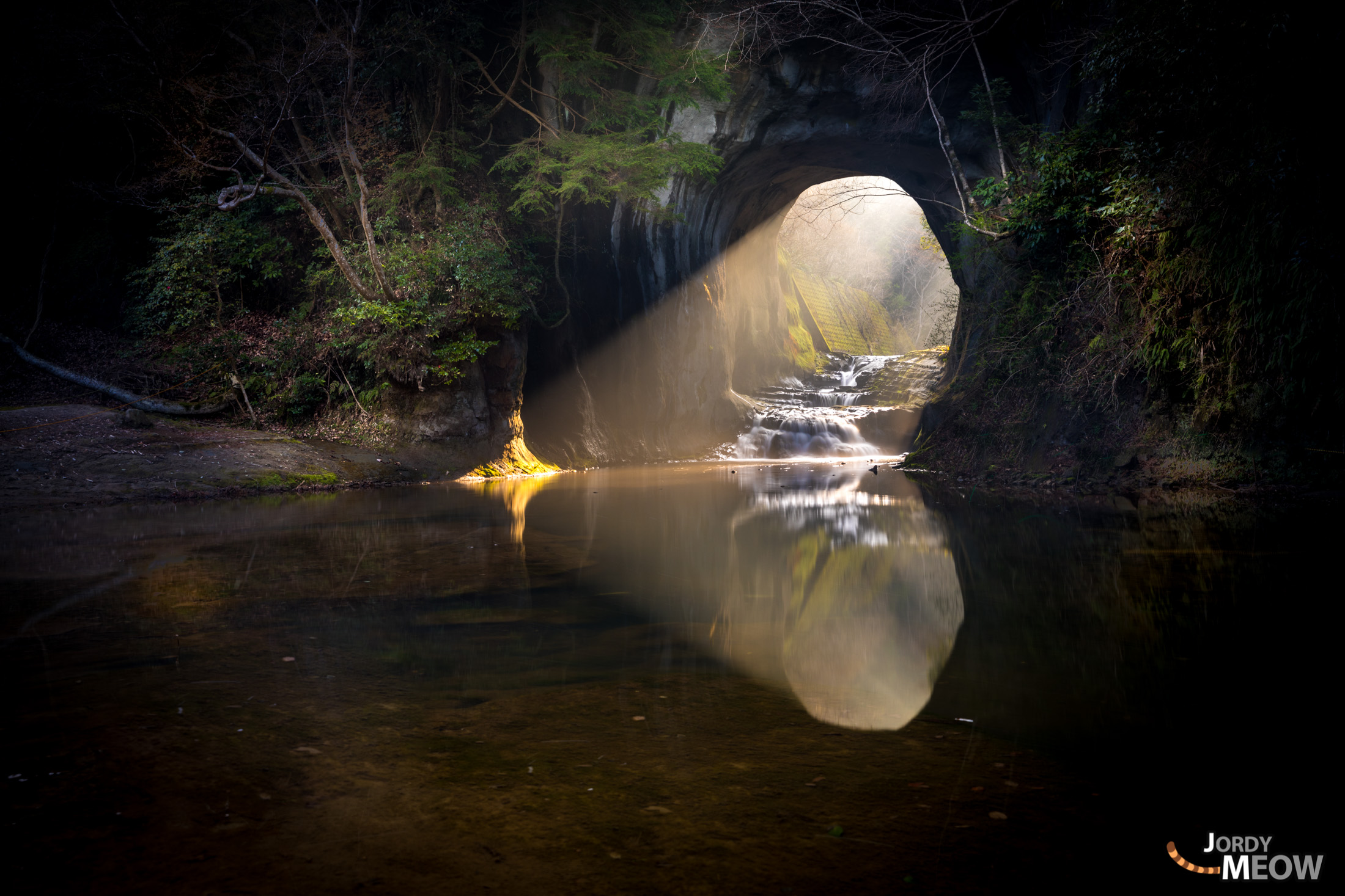 cave, chiba, japan, japanese, kanto, natural, nature, sunrise, waterfall