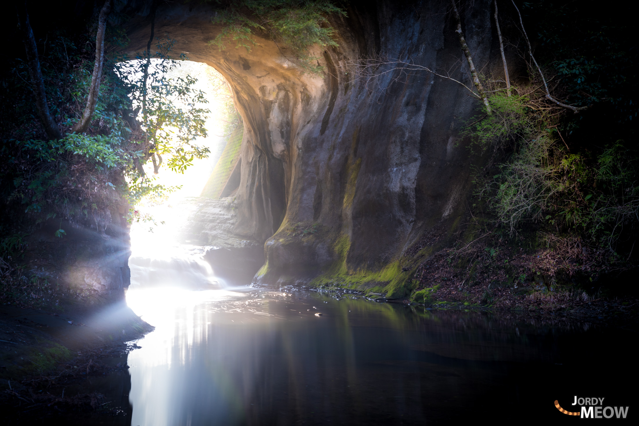 cave, chiba, japan, japanese, kanto, natural, nature, sunrise, waterfall