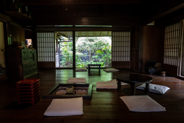 Tranquil Japanese interior with garden view