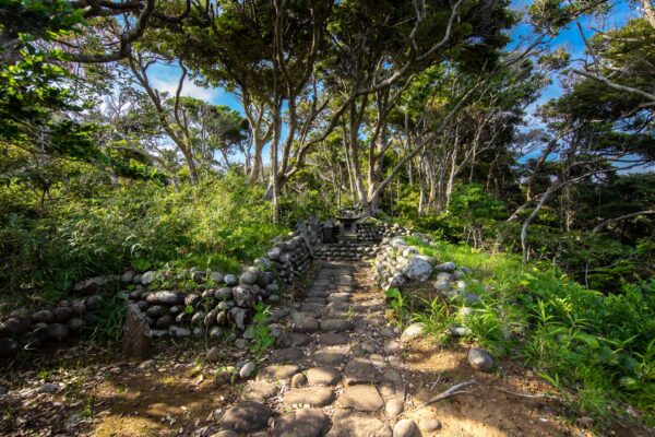 Peaceful Japanese stone garden path in Osato District.