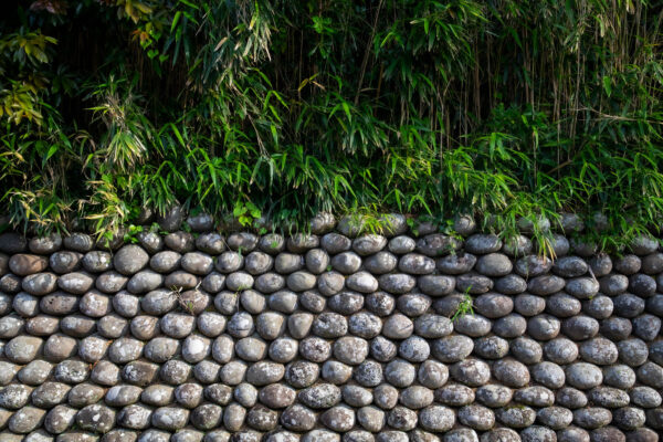 Traditional tama-ishigaki stone wall architecture, Japan