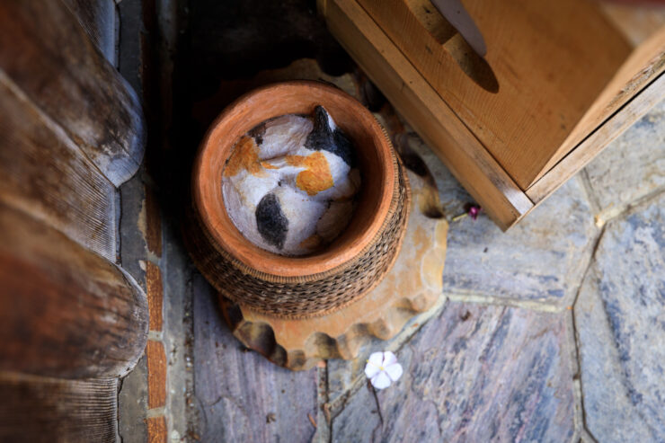 Rustic Japanese Alley with Antique Basket Pot