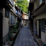 Historic Japanese alleyway in Tomonouras charming town.