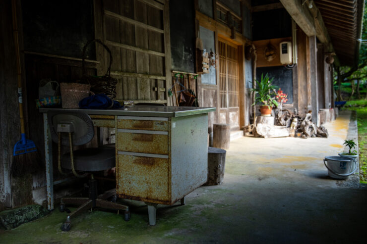 Rustic Japanese wooden workshop interior