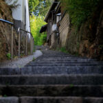 Tomonouras historic stone steps, quaint wooden houses
