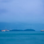 Serene Japanese coastal seascape in Takehara.