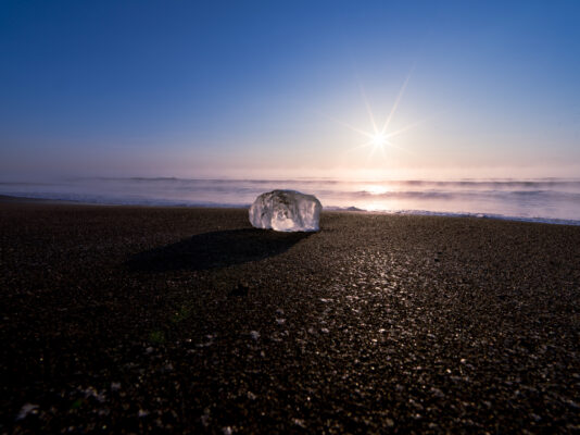 Frozen River Ice Washed Ashore, Otsu Beach Hokkaido