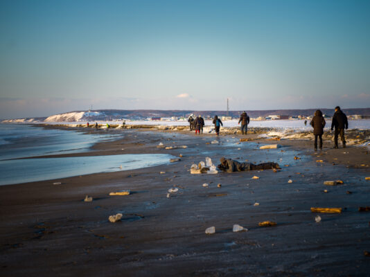 Frozen Ice Chunks on Otsu Beach, Hokkaido