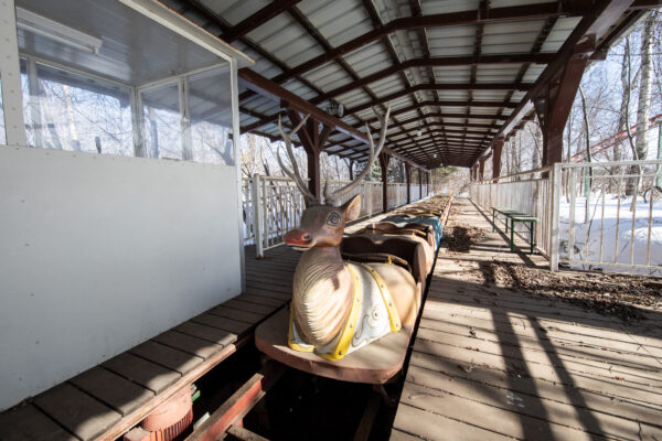 Abandoned rustic walkway, Gluck Kingdom theme park.