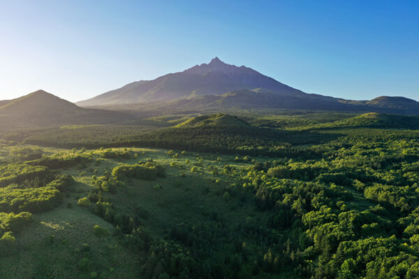 Rishiri Islands Volcanic Peak Aerial Panorama, Japan