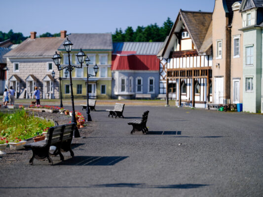 Quaint Canadian village replica, rural Japan