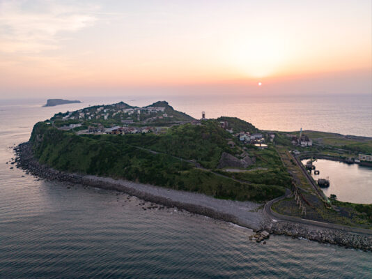 Tranquil Seaside Town Sunset Panorama