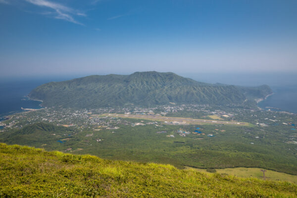 Breathtaking aerial view of volcanic Hachijo-Fuji Island, Tokyo.