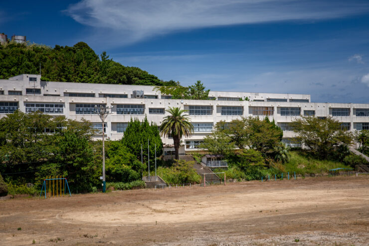 Abandoned Ikeshima coal mining islands decaying ruins.