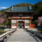 Zen temple architecture amidst tranquil nature scenery