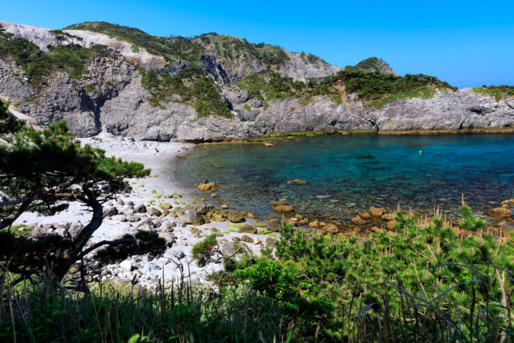 Shikinejimas Rugged Cliffs, Tranquil Cove, Pristine Beauty