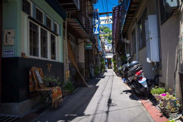 Picturesque Japanese alleyway in Onomichis historic district.