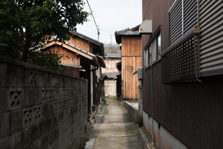 Historic Japanese village alleyway, Manabe-shima