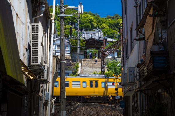 Historic town Onomichi, Japans charming trolley scene.