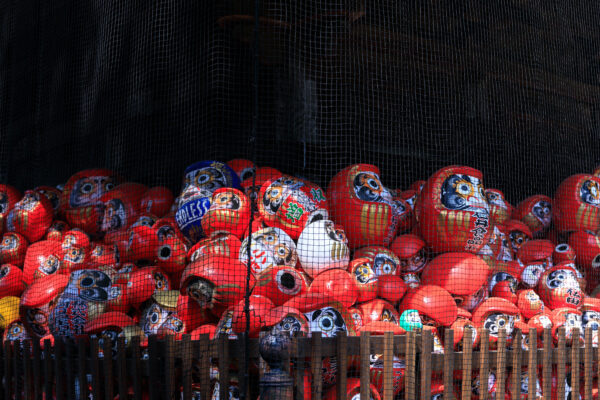 Vibrant Red Lantern Display at Daruma Temple, Japan