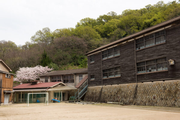 Serene traditional Japanese rural school campus