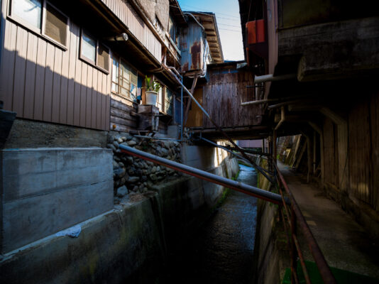 Aged Wooden Buildings Alley Decay Atmosphere