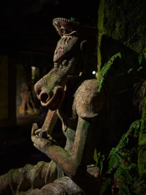 Crouching mythological sculpture, Hanibe Caves.