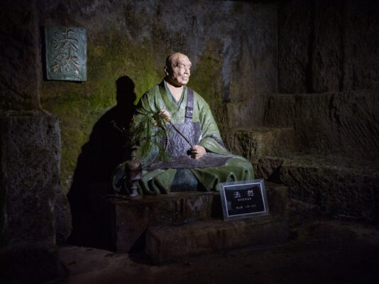 Tranquil Japanese elder meditating traditionally.