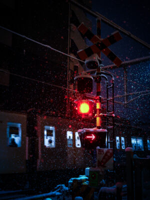 Eerie Red-Lit Industrial Machinery Interior