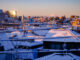 Snowy Seattle Marina Cityscape