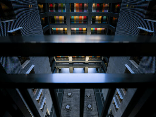 Colorful Modern Coworking Atrium in Odaiba, Tokyo