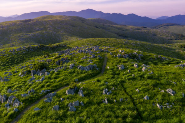 Scenic mountain sunset landscape trail