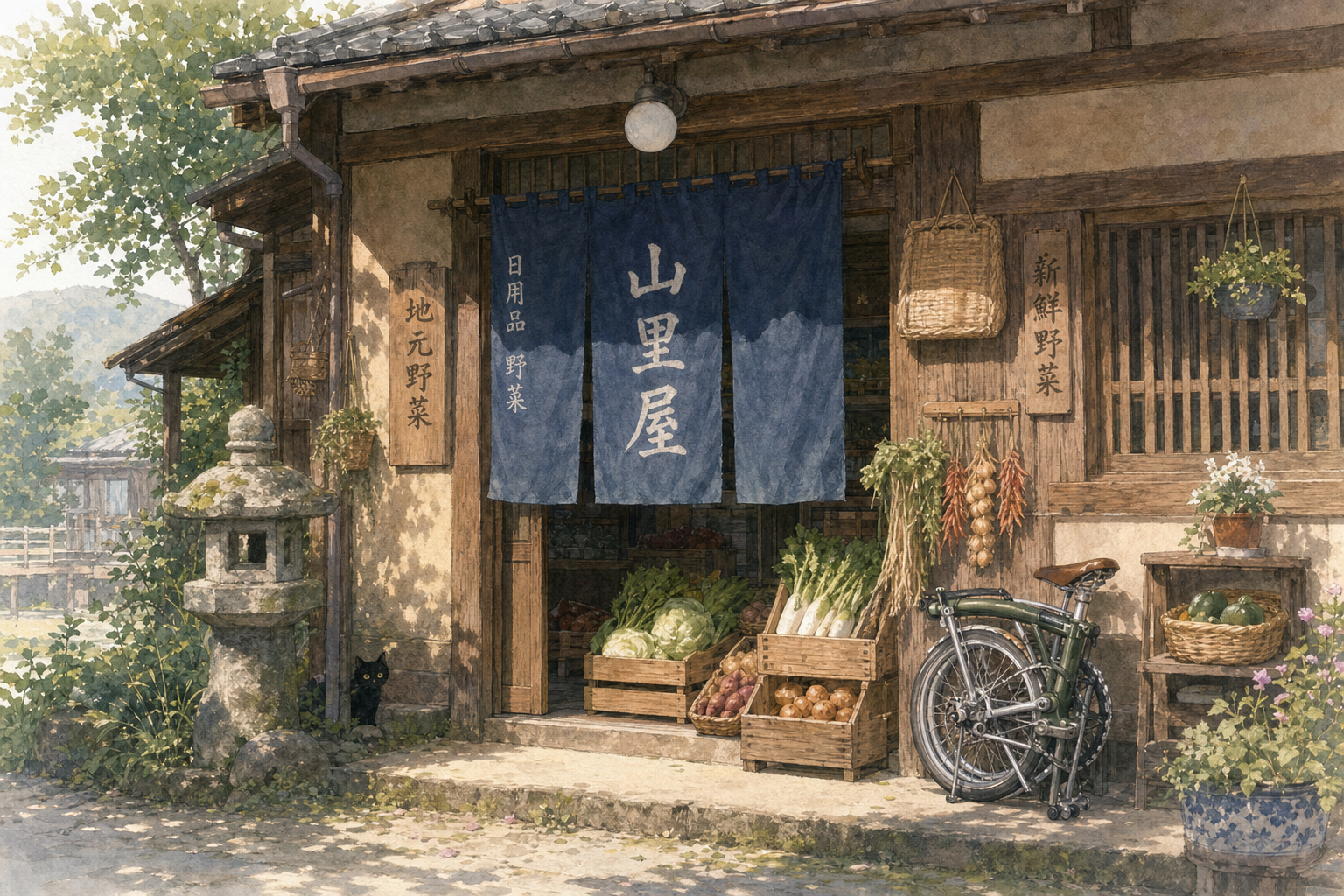 Traditional Japanese Storefront in a Quaint Coastal Town