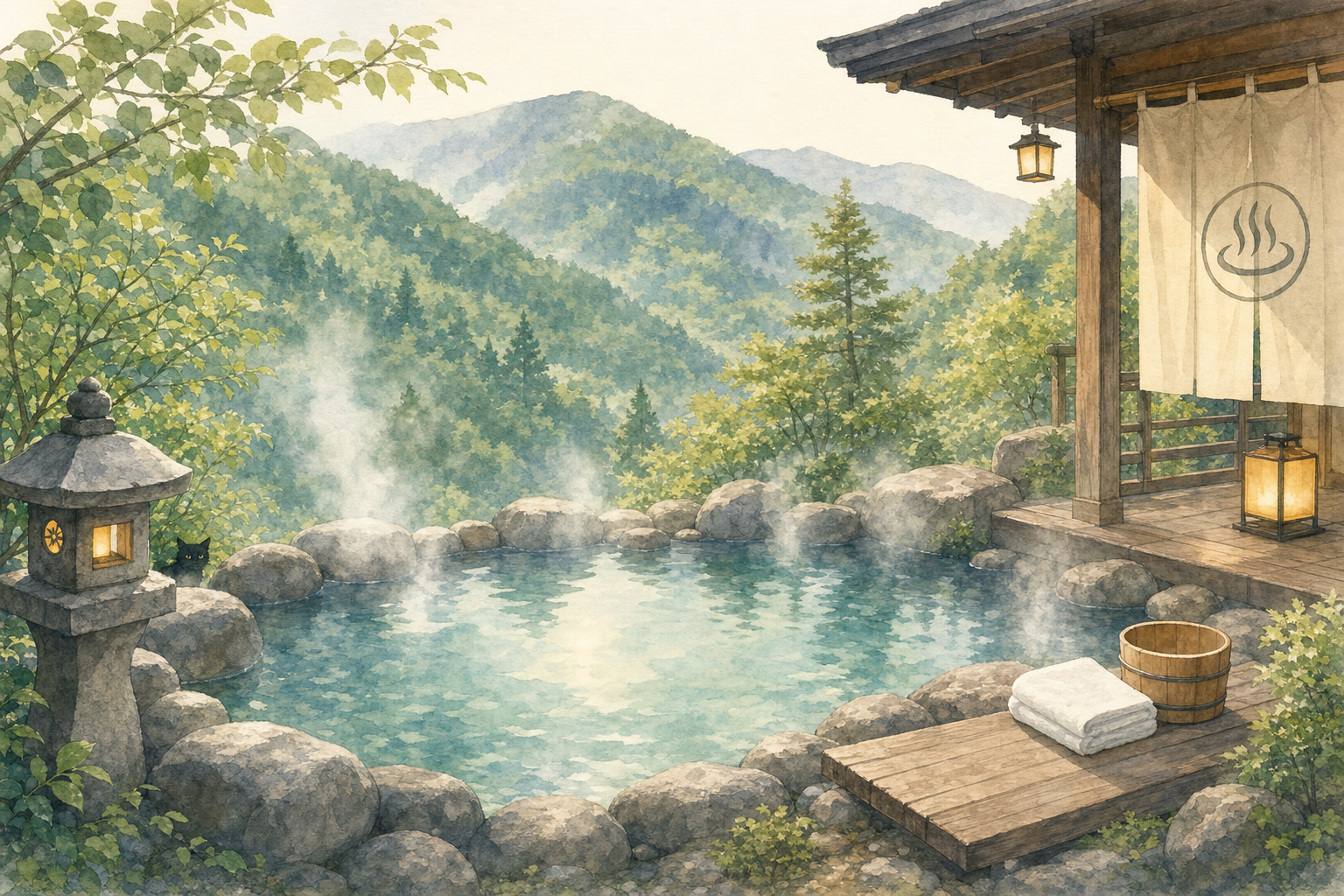 Shima Onsen Open-Air Bath Over Mountain Stream