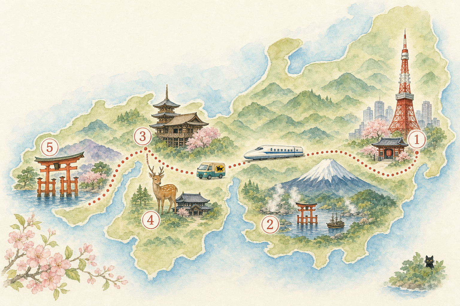 10-day Japan itinerary map