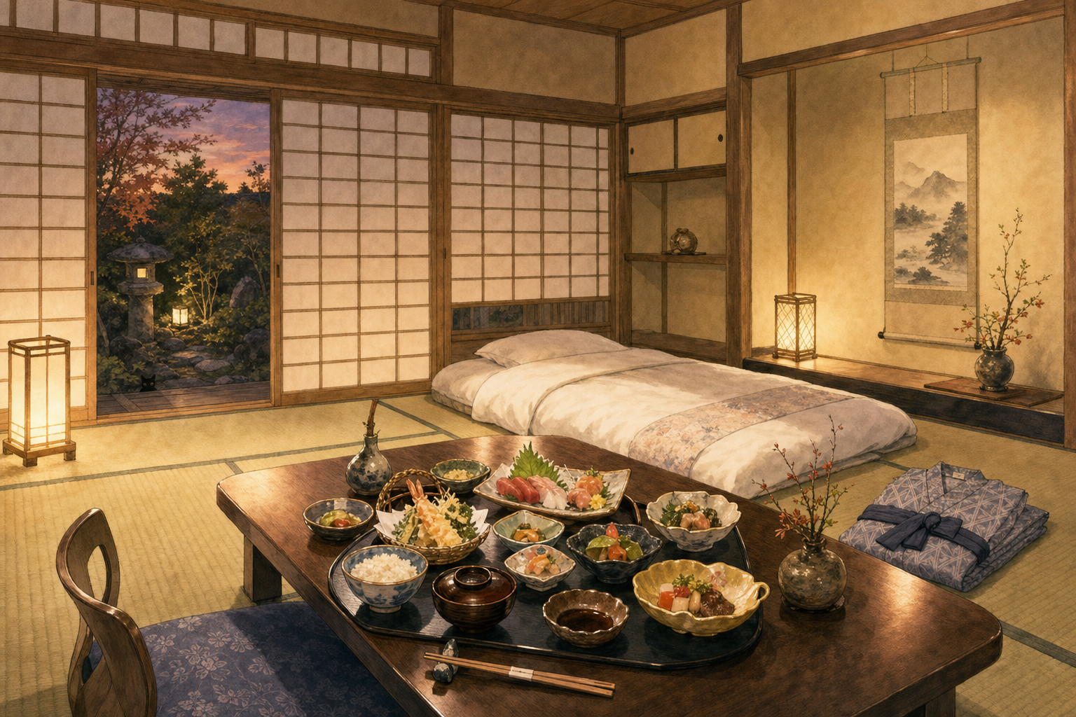 Traditional ryokan tatami room