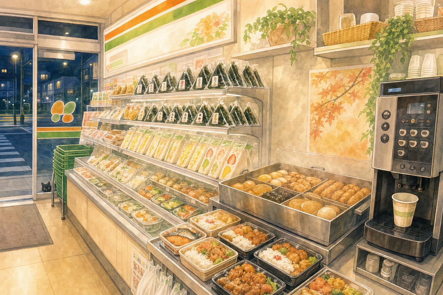 Intérieur d un konbini japonais la nuit