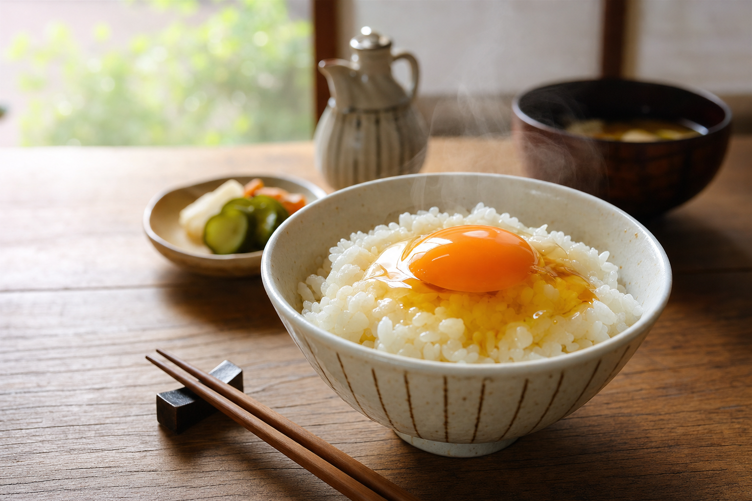Tamago kake gohan, raw egg over rice