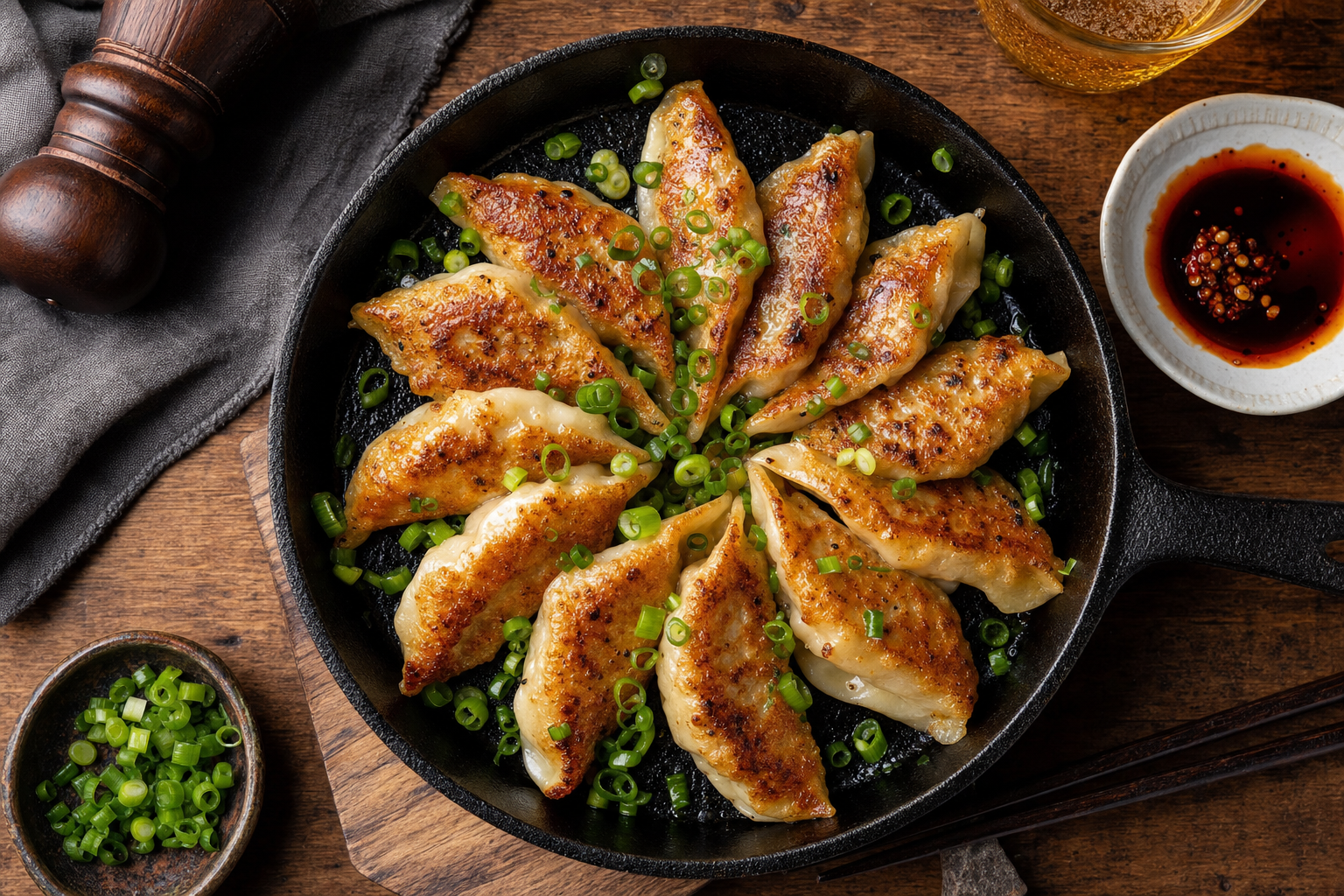Pan-fried Japanese gyoza
