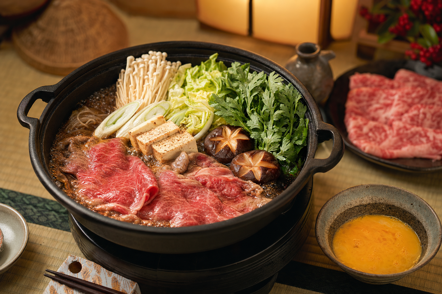 Sukiyaki wagyu beef hot pot