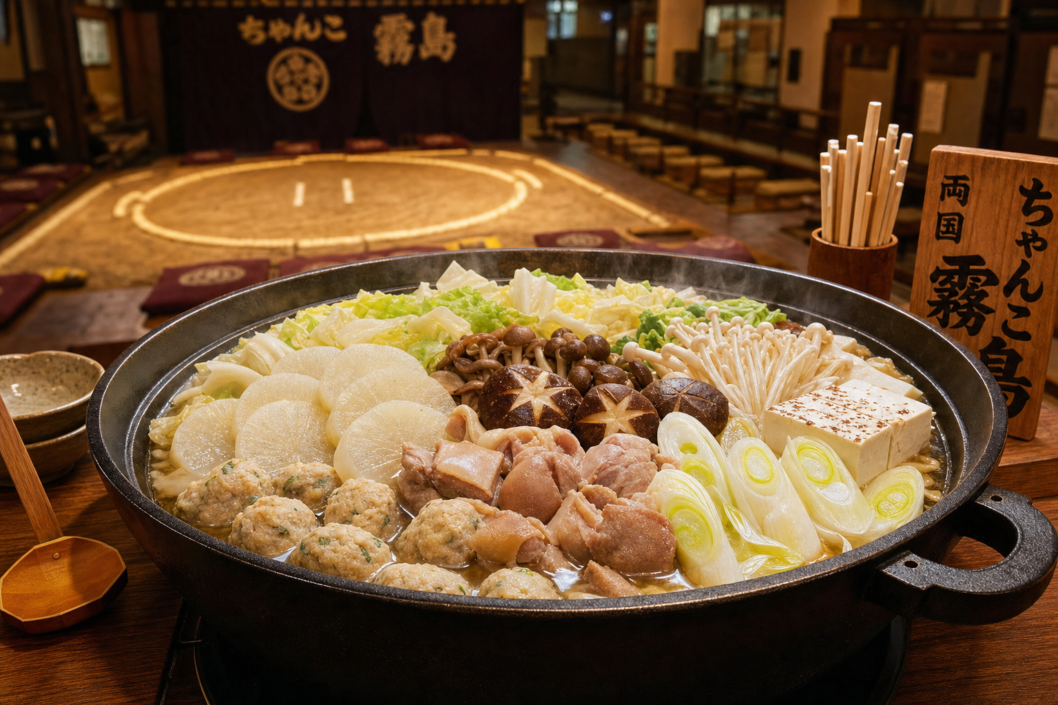 Sumo wrestlers chankonabe hot pot