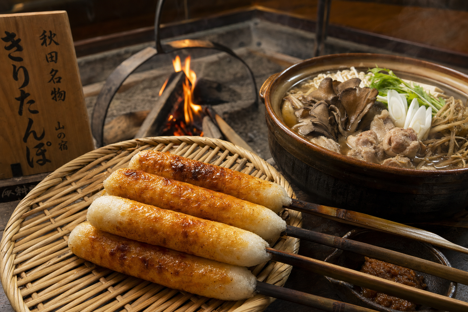 Akita kiritanpo grilled rice