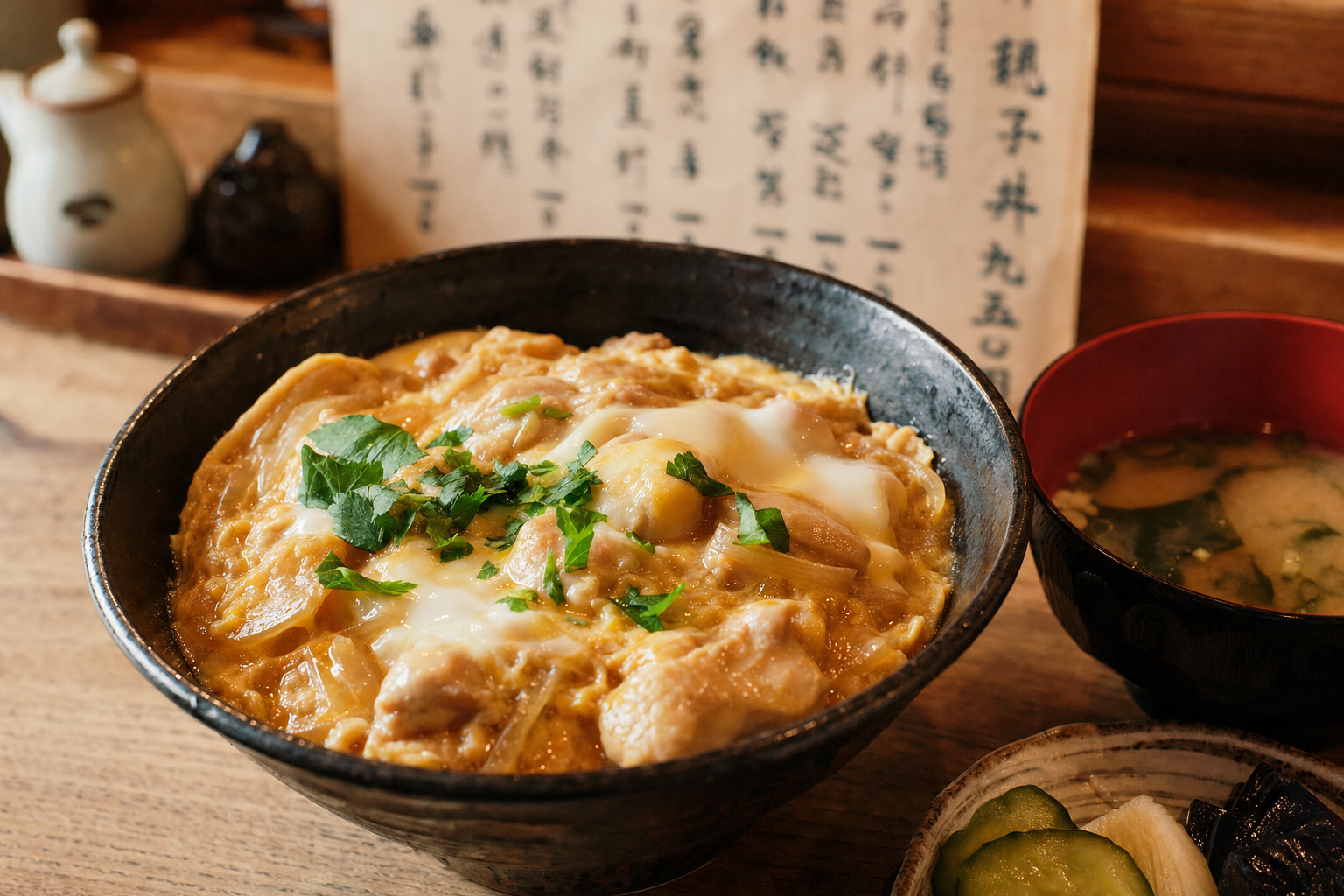 Oyakodon chicken and egg rice bowl