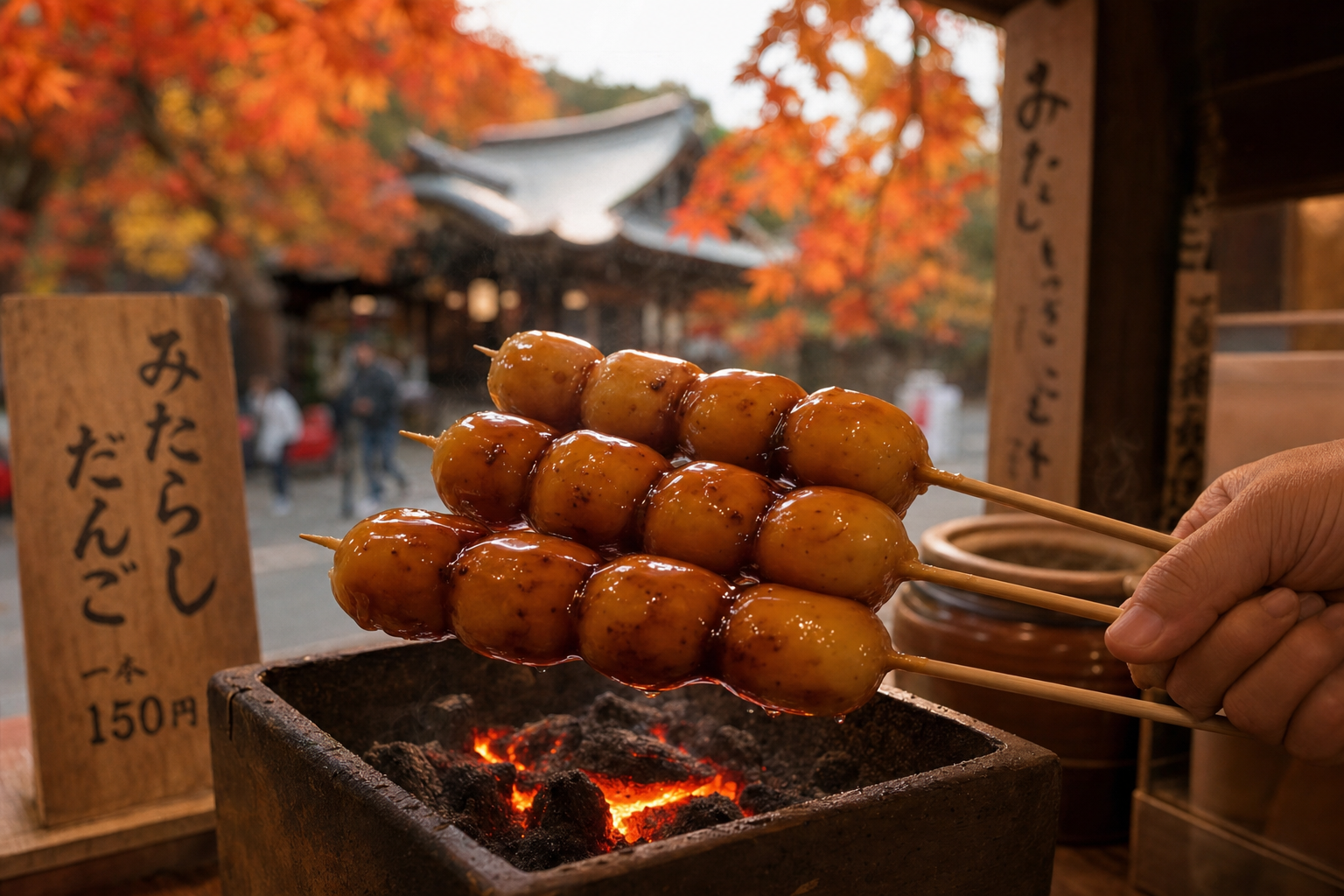 Mitarashi dango skewers