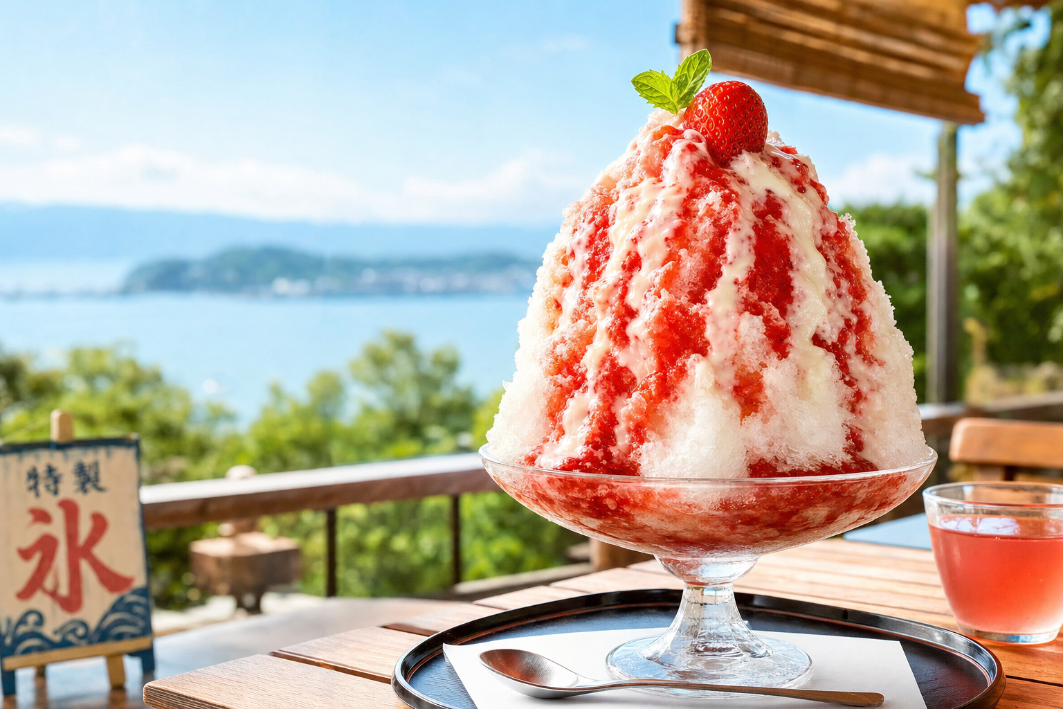 Strawberry kakigori shaved ice