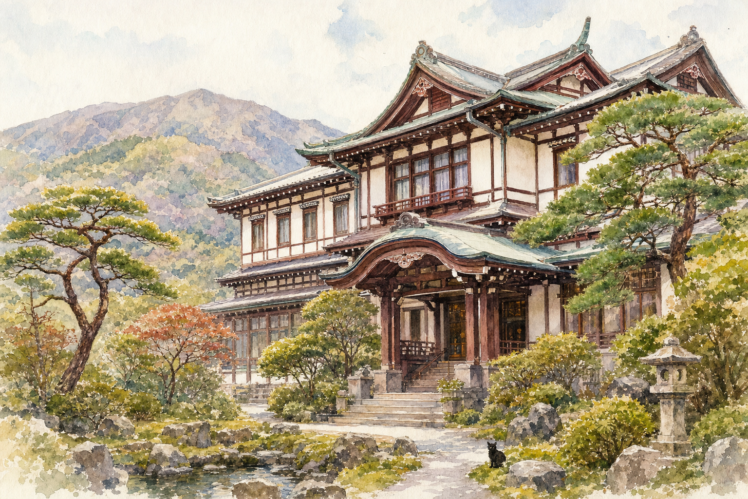 Le Fujiya Hotel à Miyanoshita avec son architecture colonial-japonaise